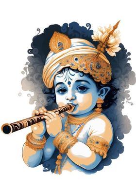 Decor Villa 50 cm 3D Krishna JUST Peel & Stick Trendy for Living Room,Office Prayer Room etc Self Adhesive Sticker  (Pack of 1)