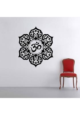 Decor Villa 58 cm Decor villa Om flower Wall decal & sticker Black Color Large size - 58*66 Cm Self Adhesive Sticker  (Pack of 1)