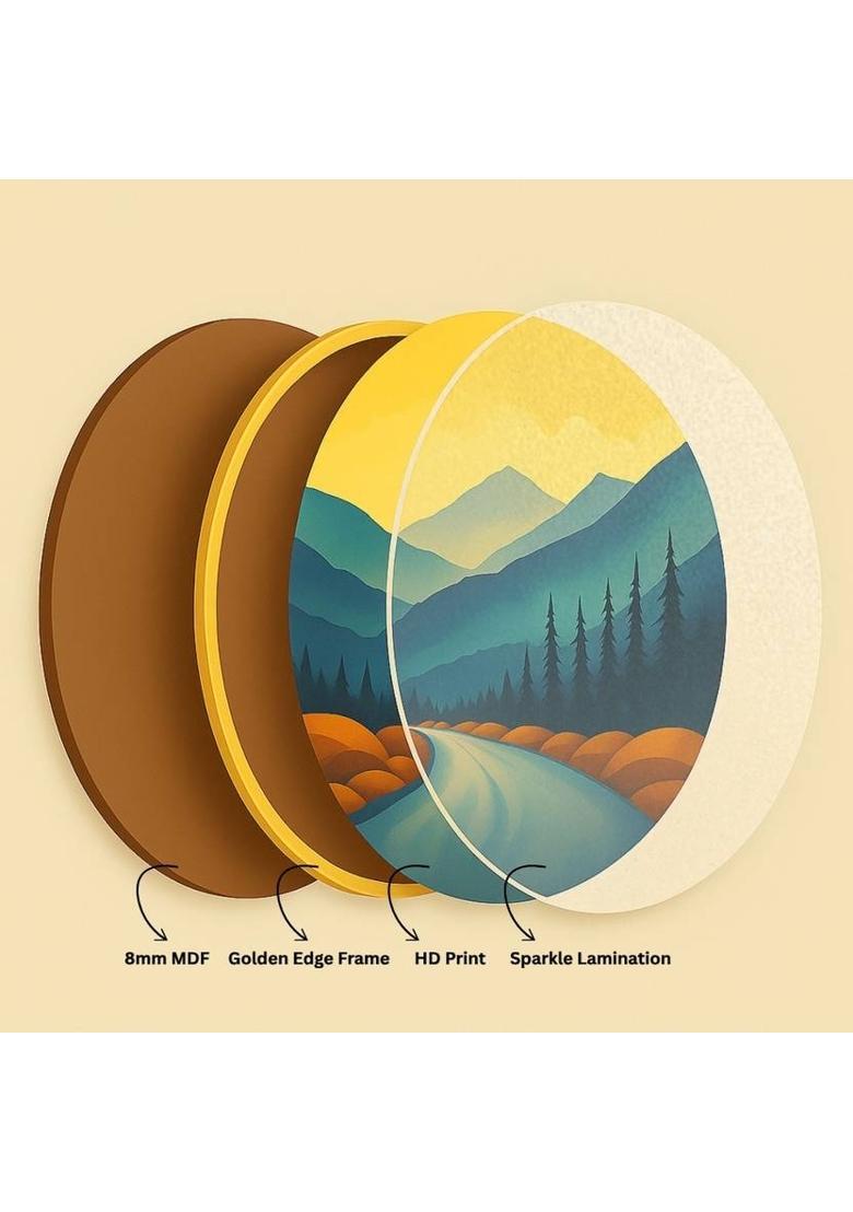 saf Radha Krishna 3D Round Wall Art for Home, Living Room & Spiritual Decor Digital Reprint 16 inch x 16 inch Painting  (With Frame) - Indya