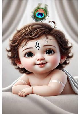 Divine Bliss: Lord Krishna Ji Poster for Home Decor | Spiritual Hindu God Wall Art | Temple Decoration & Devotional Gift Paper Print  (18 inch X 12 inch, Rolled)
