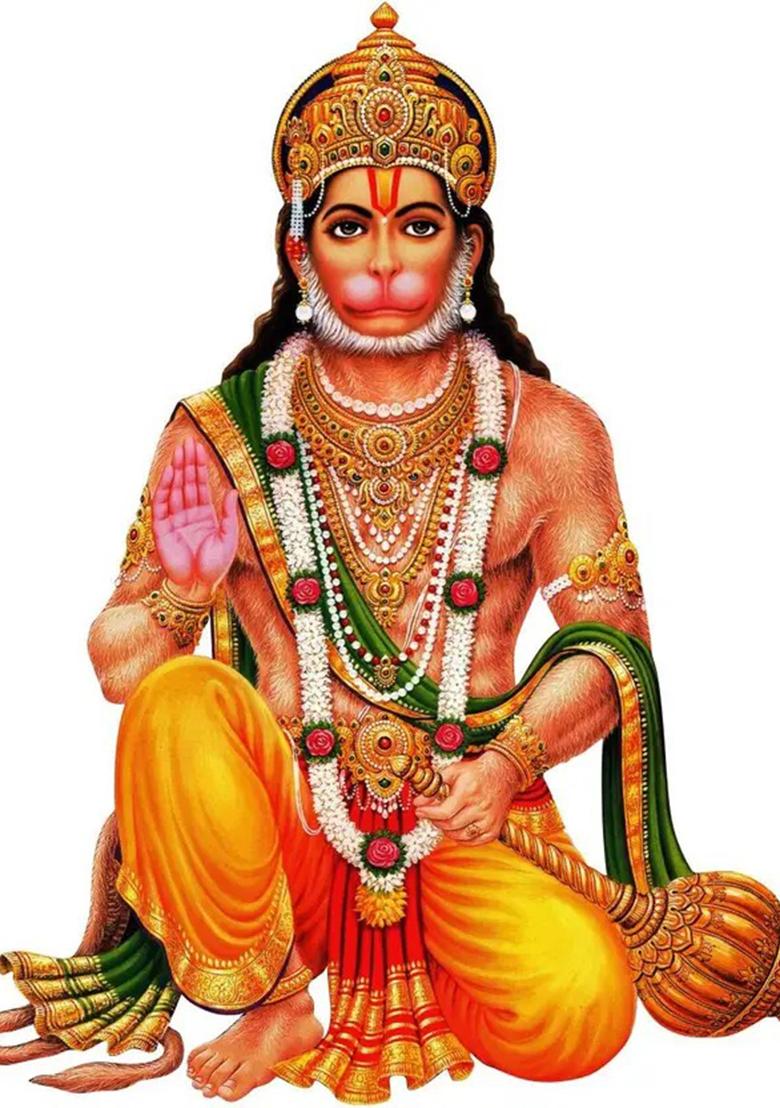 Decor Villa 58 cm Lord Hanuman Removable Sticker  (Pack of 1) - Indya
