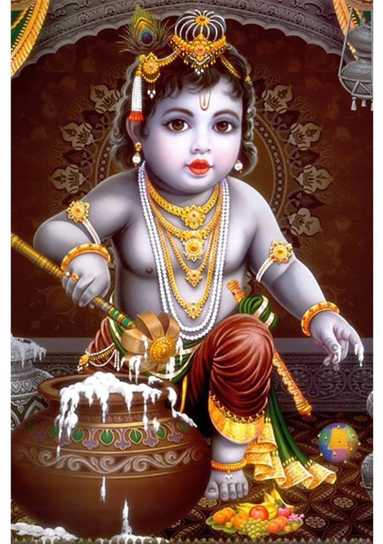 Poster N frame bal roop Kishan ji (baby) UV Textured Decorative Art Print Premium Quality Wall Poster un framed (Rolled) Paper Print  (18 inch X 12 inch) - Indya