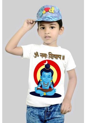 Boys & Girls Graphic Print Cotton Blend Regular T Shirt  (White, Pack of 1)