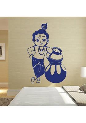 Decor Villa 58 cm Wall Sticker (Full krishna with matki,Surface Covering Aera - 58 x 91cm) Removable Sticker  (Pack of 1)