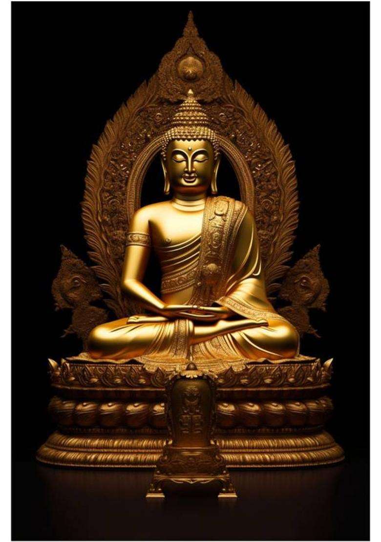 WallHunt 60 cm Lord Buddha Poster wall stickers for bedroom,living,kids room etc Self Adhesive Sticker  (Pack of 1) - Indya