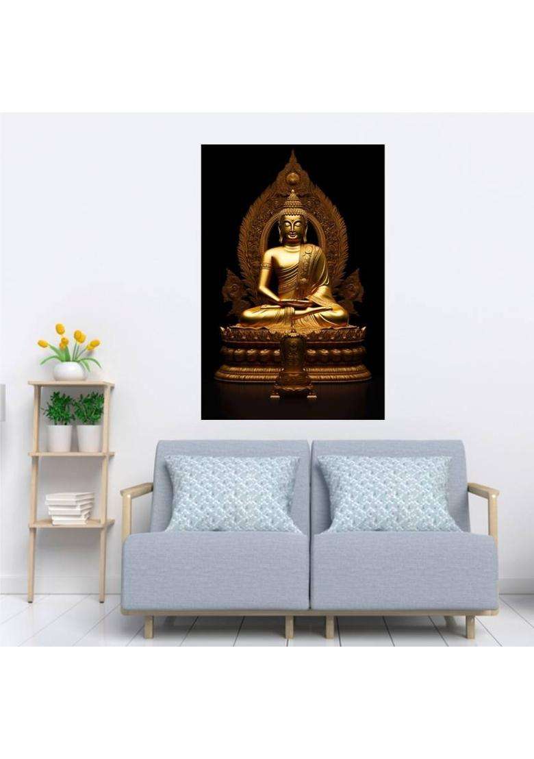 WallHunt 60 cm Lord Buddha Poster wall stickers for bedroom,living,kids room etc Self Adhesive Sticker  (Pack of 1) - Indya