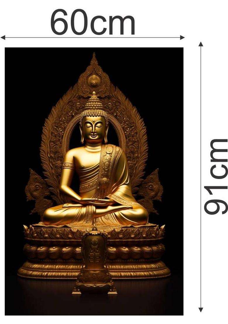 WallHunt 60 cm Lord Buddha Poster wall stickers for bedroom,living,kids room etc Self Adhesive Sticker  (Pack of 1) - Indya