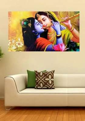 Decor hubb 90 cm Radha Krishna Wall Painting wall poster for Home Decor 60 CM X 90 CM Self Adhesive Sticker  (Pack of 1)