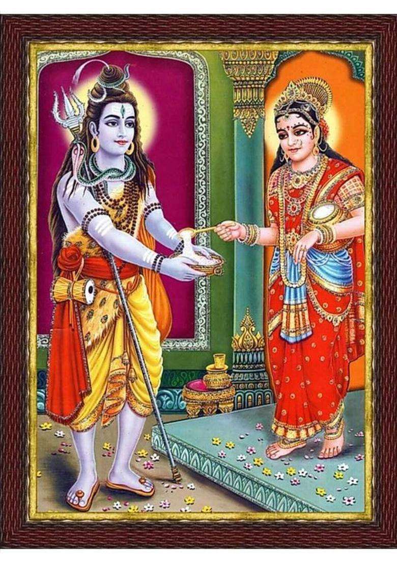 HSB INFRA Shiva Parvati Marriage Wall Frame | Hindu Wedding Poster | Spiritual Home Decor Digital Reprint 12 inch x 8 inch Painting  (With Frame) - Indya