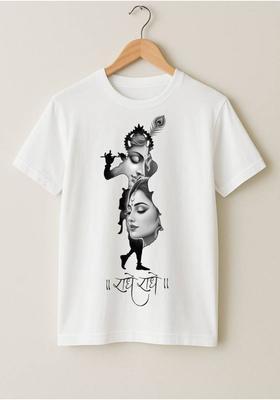 Boys Printed Cotton Blend Regular T Shirt  (White, Pack of 1)