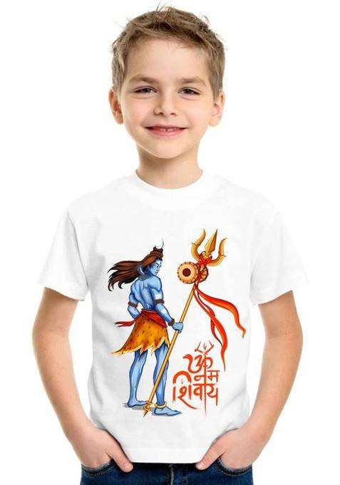 Baby Boys & Baby Girls Printed Polyester Regular T Shirt  (White, Pack of 1)