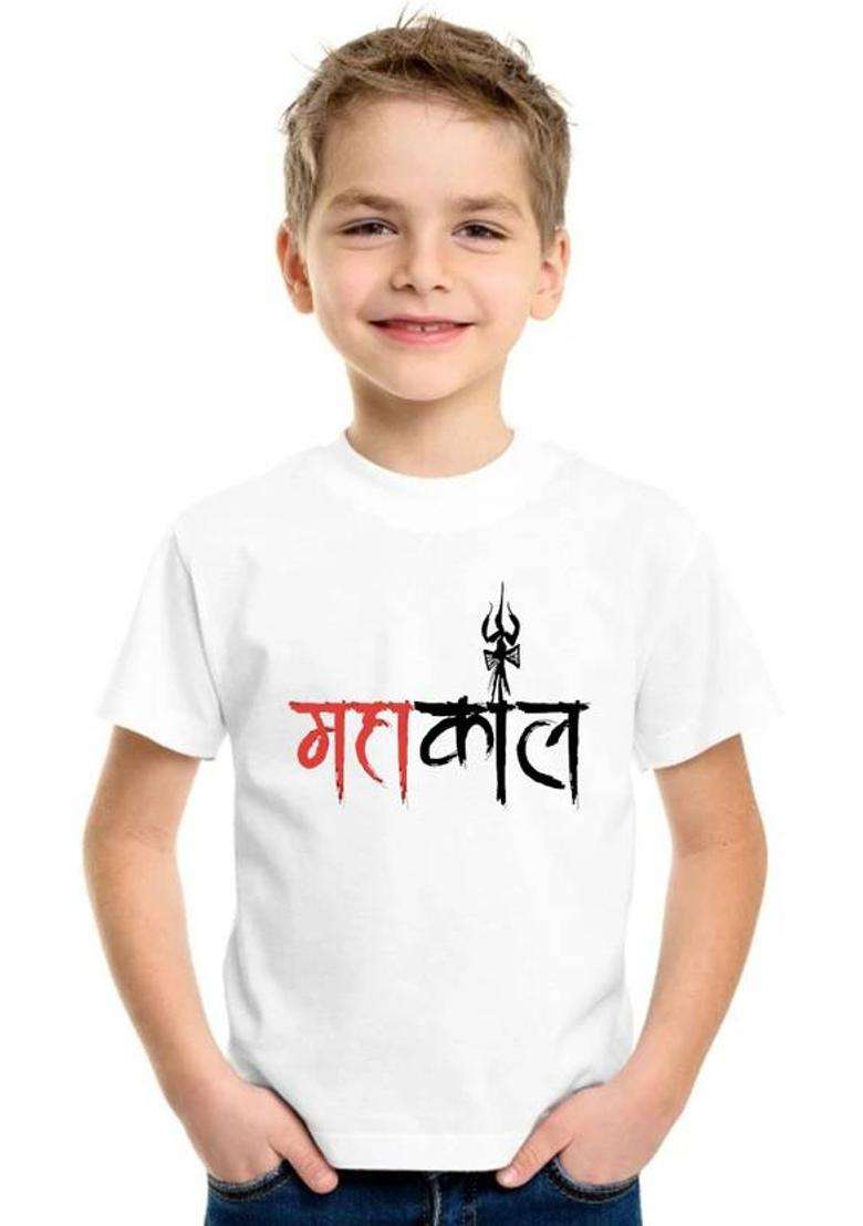 Baby Boys & Baby Girls Printed Polyester Regular T Shirt  (White, Pack of 1) - Indya