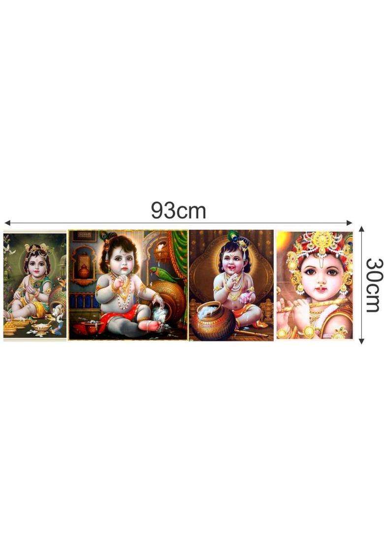 WallHunt 93 cm Bal krishna posters wall stickers for bedroom,living,kids room etc Self Adhesive Sticker  (Pack of 4) - Indya