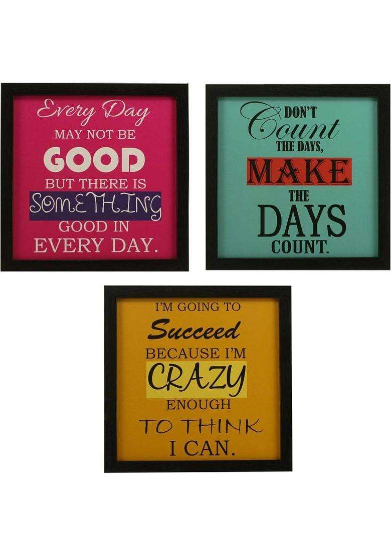 Indianara Motivational Spiritual Inspirational Art Prints Indr897 Digital Reprint 8.7 inch x 8.7 inch Painting  (With Frame, Pack of 3) - Indya