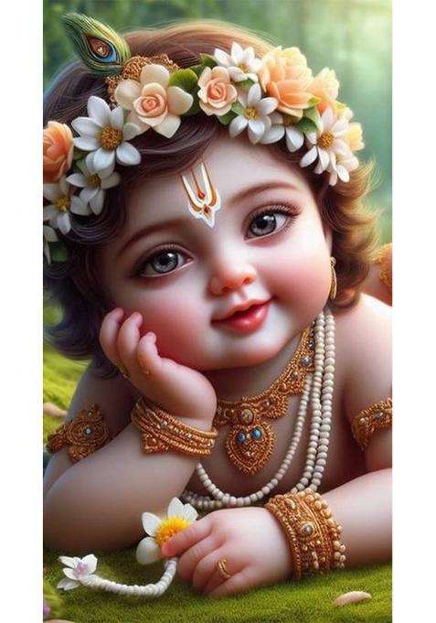 Krishna God Poster | Krishna Poster | Home Decor Poster | Pooja Room Poster | Unframed Vinyl  (18 inch X 12 inch, Bamboo)