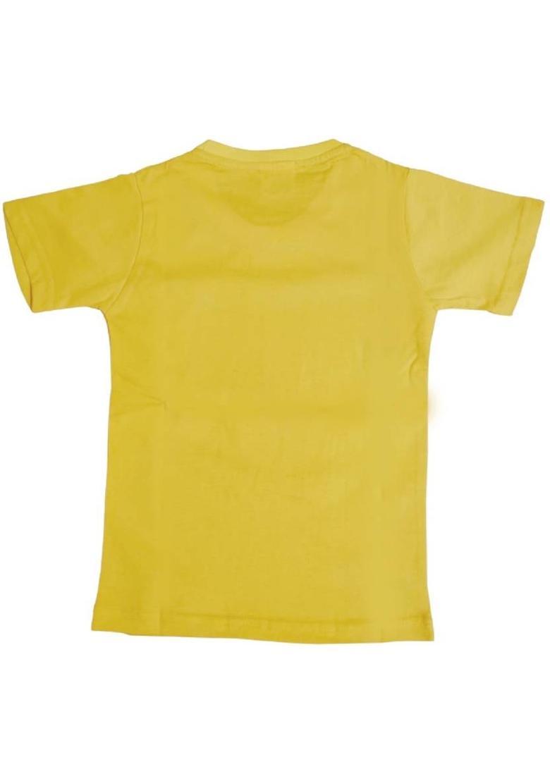 Baby Boys & Baby Girls Printed Cotton Blend Regular T Shirt  (Yellow, Pack of 1) - Indya