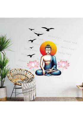 StickerYard 71 cm Buddha Flower Birds Wall Stickers For Home Decor Bedroom Living Kids Room Self Adhesive Sticker  (Pack of 1)