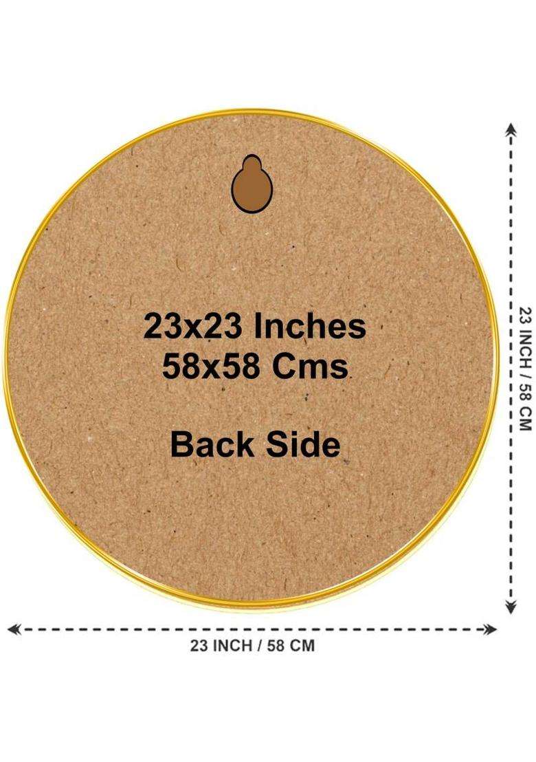 saf Radha Krishna 3D Round Wall Art for Home, Living Room & Spiritual Decor Digital Reprint 23 inch x 23 inch Painting  (With Frame) - Indya
