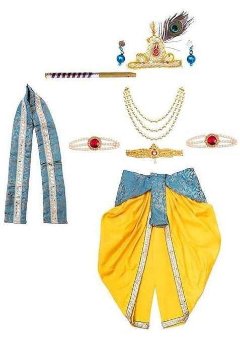 Sanskriti Styles Krishna Costume with Accessories Kids Costume Wear