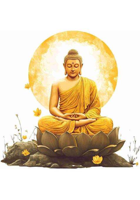 SkyOlla 60 cm Buddha Wall Sticker - Self Adhesive Vinyl Decor for Kids' Room, Nursery Room Self Adhesive Sticker  (Pack of 1)