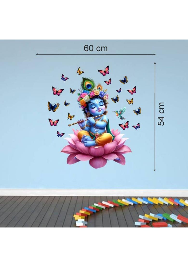 Approach Decor 60 cm Cute Krishna Birds And Butterfly wall Sticker For kids Room Bedroom Living Room Self Adhesive Sticker  (Pack of 1) - Indya