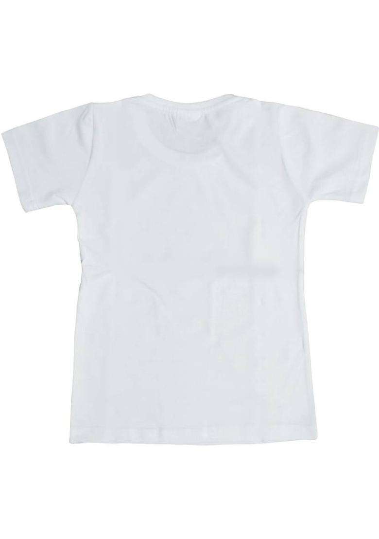 Baby Boys & Baby Girls Printed Cotton Blend Regular T Shirt  (White, Pack of 1) - Indya