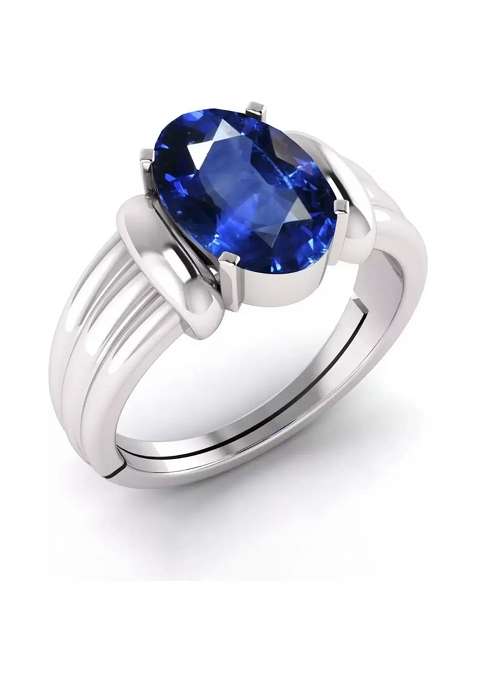 Blue Sapphire 8.25 Ratti Certified Neelam Stone Astrology Ring for Men & Women Metal Sapphire Silver Plated Ring