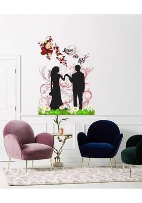 amazinghub 72 cm MGEDGE Loving Couple Love is Life Wall Sticker #JustHere Self Adhesive Sticker  (Pack of 1)
