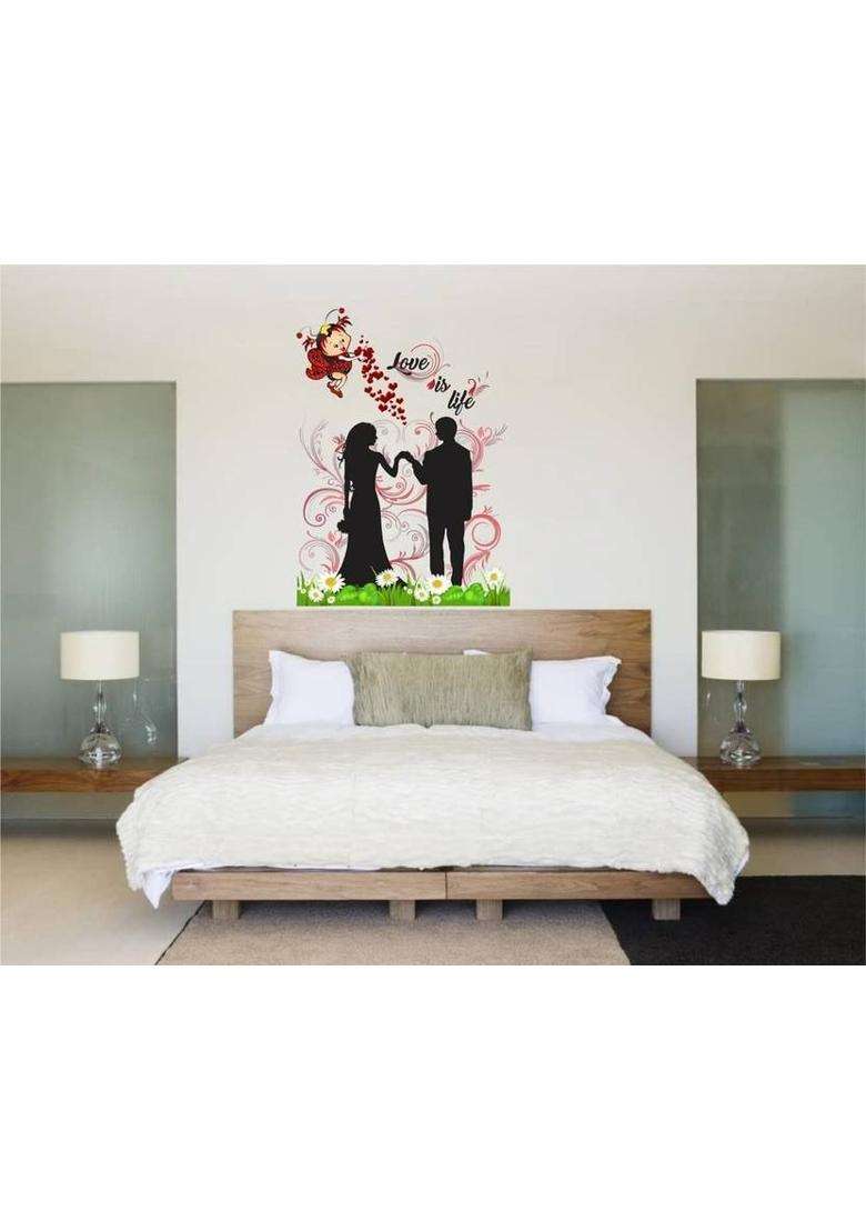 amazinghub 72 cm MGEDGE Loving Couple Love is Life Wall Sticker #JustHere Self Adhesive Sticker  (Pack of 1) - Indya