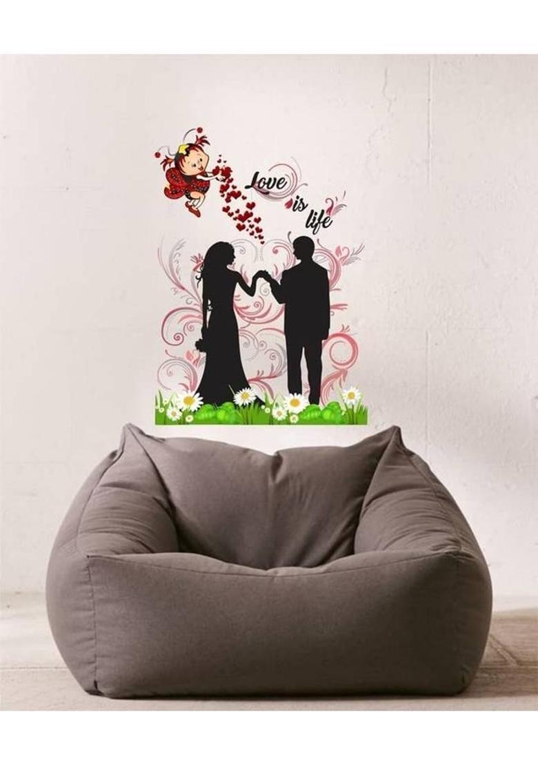 amazinghub 72 cm MGEDGE Loving Couple Love is Life Wall Sticker #JustHere Self Adhesive Sticker  (Pack of 1) - Indya