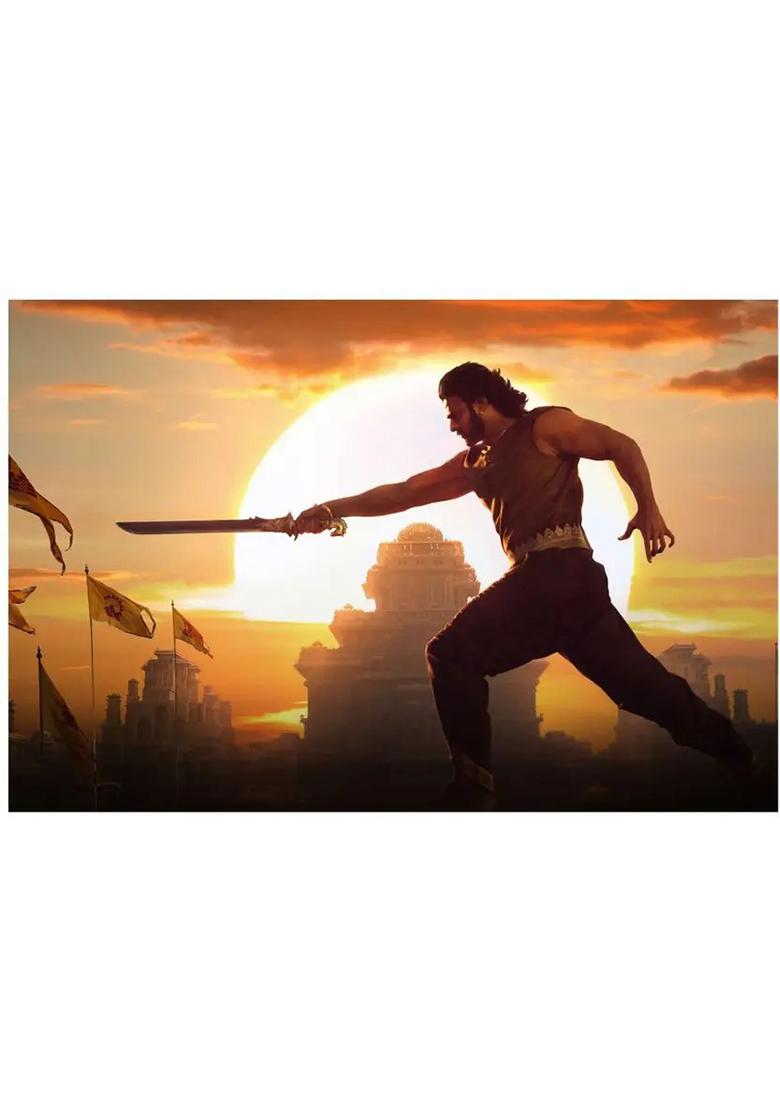 Wall Poster (Prabhas in action,Surface Covering Area 36 x 24 Inch) Paper Print  (24 inch X 36 inch, Rolled) - Indya