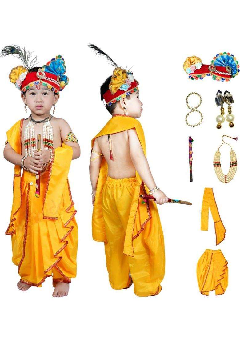 sarvda Krishna Dress Set for kids|Janamasthmi Kanha Costume with All Accessories Kids Costume Wear - Indya