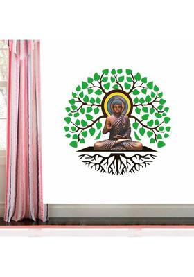 rawpockets 60 cm Kids Jungle Animals Family Playing on the Tree Self Adhesive Sticker  (Pack of 1)