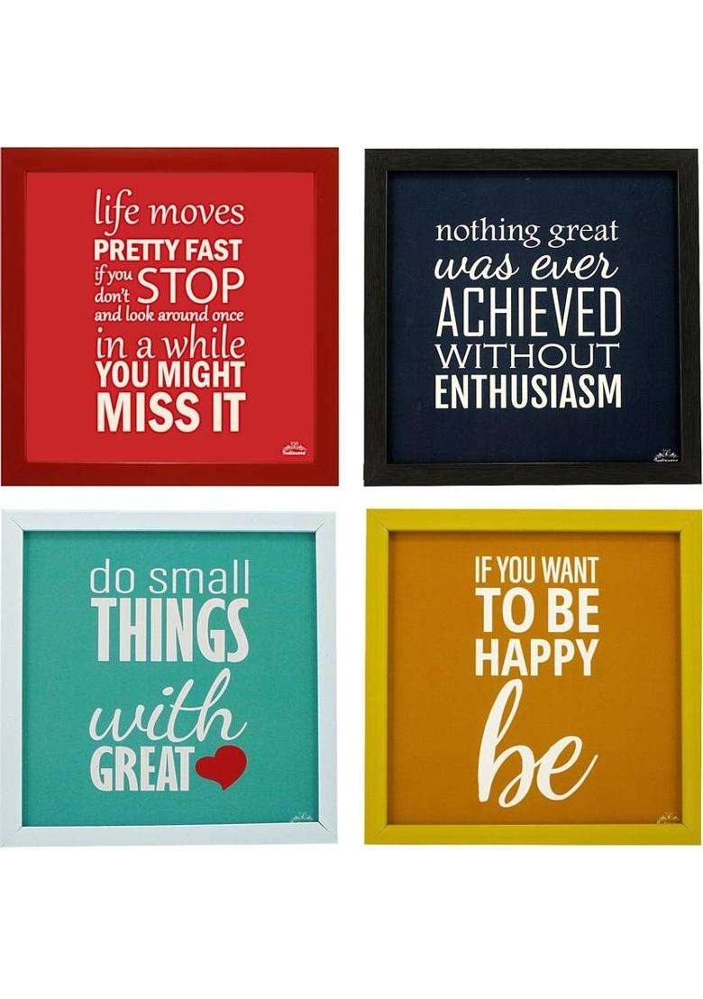 Indianara Motivational Spiritual Inspirational Art Prints Indr1429 Digital Reprint 8.7 inch x 8.7 inch Painting  (With Frame, Pack of 4) - Indya
