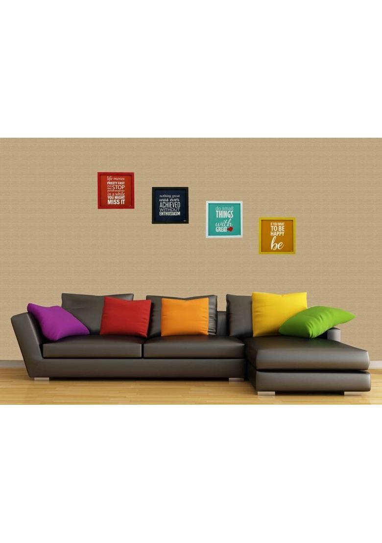 Indianara Motivational Spiritual Inspirational Art Prints Indr1429 Digital Reprint 8.7 inch x 8.7 inch Painting  (With Frame, Pack of 4) - Indya