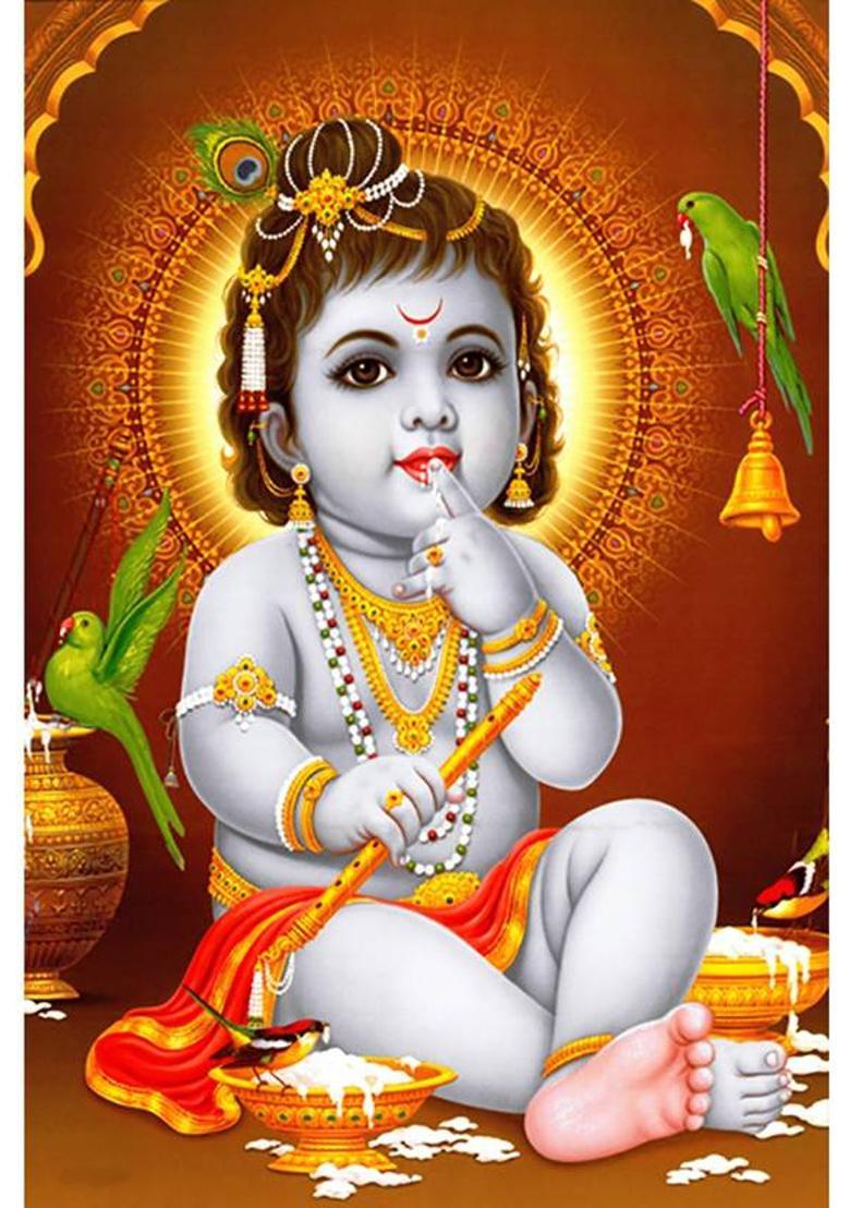 Poster N frame bal roop Kishan ji (baby) UV Textured Decorative Art Print Premium Quality Wall Poster un framed (Rolled) Paper Print  (17 inch X 12 inch) - Indya