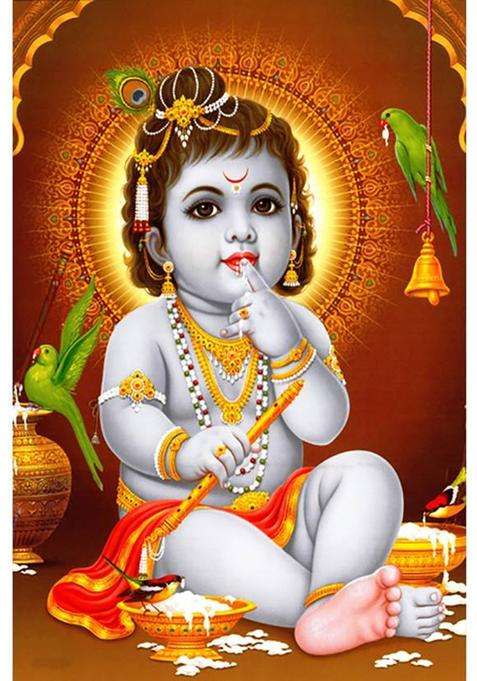 Poster N frame bal roop Kishan ji (baby) UV Textured Decorative Art Print Premium Quality Wall Poster un framed (Rolled) Paper Print  (17 inch X 12 inch)