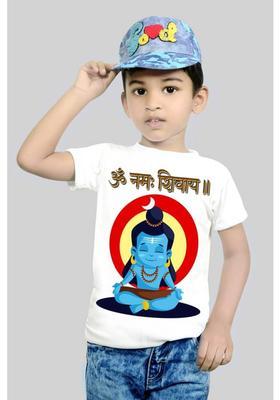 Boys & Girls Graphic Print Cotton Blend Regular T Shirt  (White, Pack of 1)