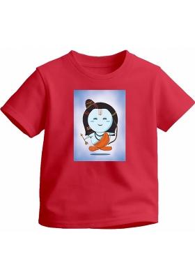 Boys & Girls Graphic Print Pure Cotton Regular T Shirt  (Red, Pack of 1)