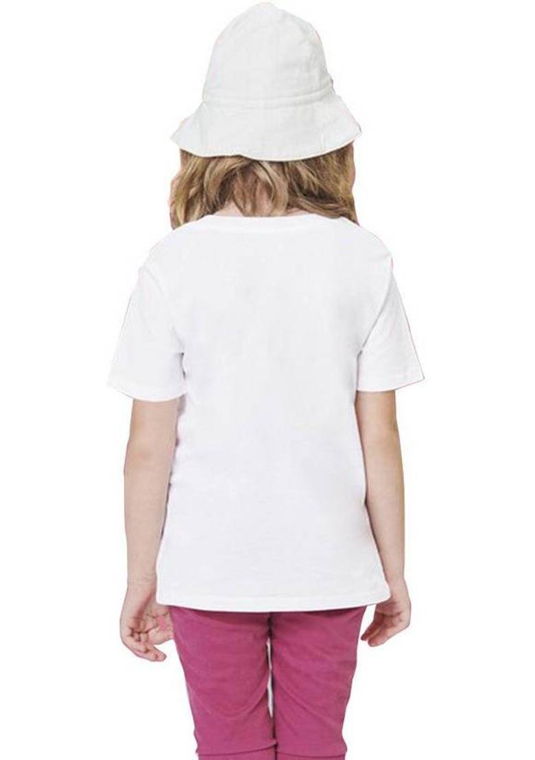 Girls Typography, Graphic Print Pure Cotton Regular T Shirt  (White, Pack of 1) - Indya