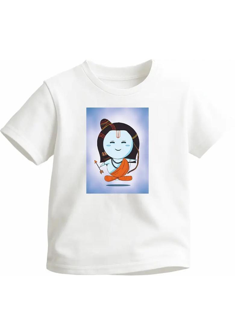 Boys & Girls Graphic Print Pure Cotton Regular T Shirt  (White, Pack of 1) - Indya