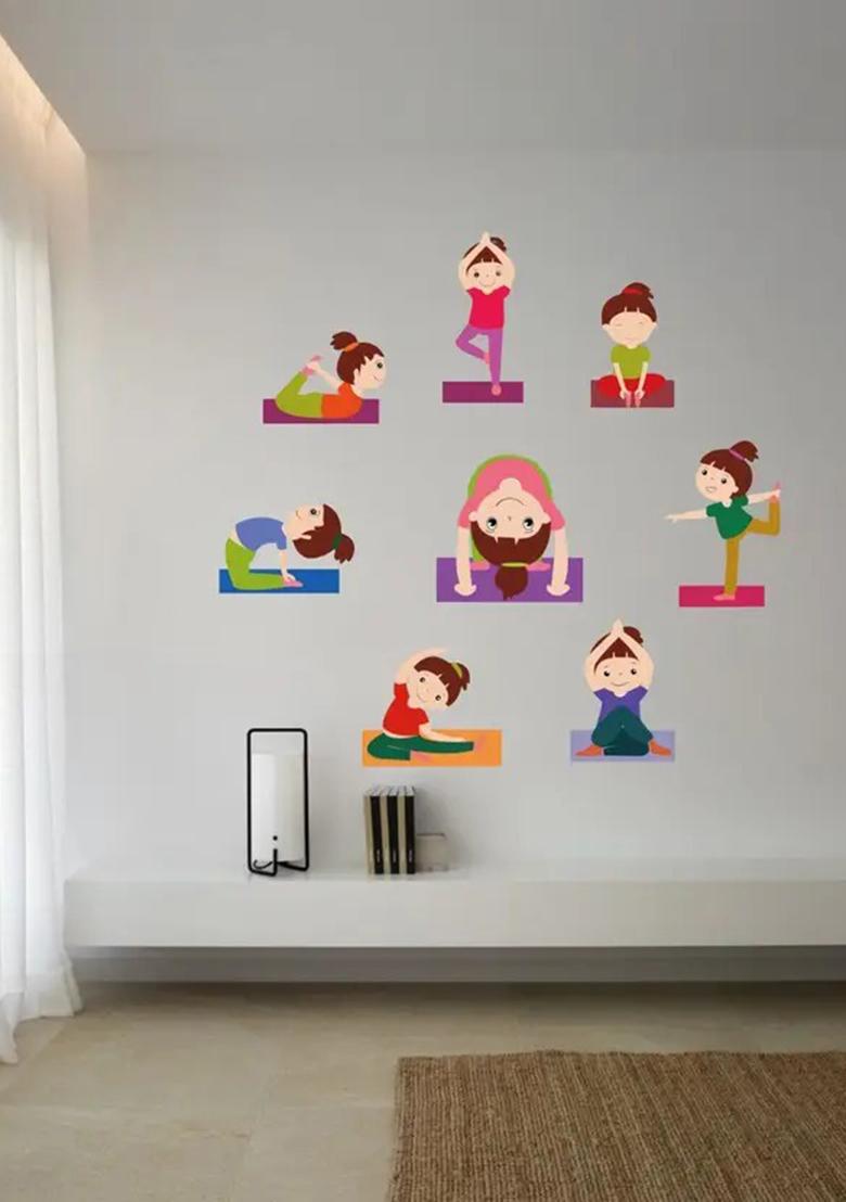 Decor Villa 58 cm Kids Yoga Postivie Removable Sticker  (Pack of 1) - Indya
