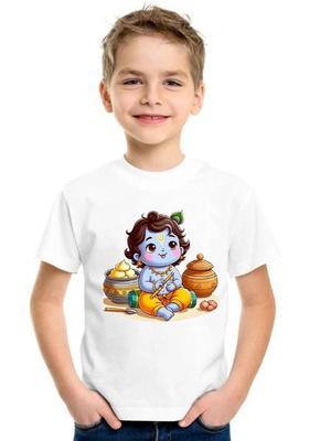 Baby Boys & Baby Girls Printed Polyester Regular T Shirt  (White, Pack of 1)