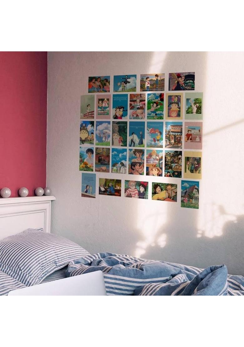 Paper Anime Wall Art Posters, Studio Ghibli, Cartoon, 10L x 15W cm, Set of 30 | Wall Collage Kit, aesthetic posters | Room Decor Photo Collection| Posters for Room Decoration Fine Art Print  (4 inch X 6 inch, Box) - Indya