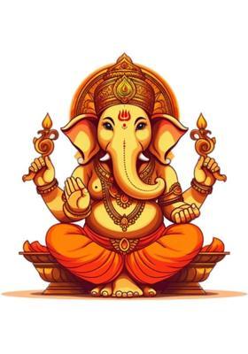 Decor Villa 50 cm 3D Ganpati JUST Peel & Stick Trendy for Living Room,Prayer Room etc Self Adhesive Sticker  (Pack of 1)