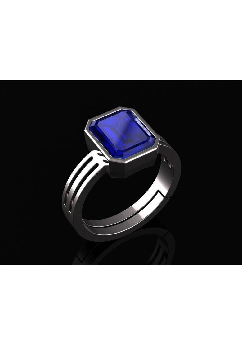 Natural neelam stone ring 7.25 ratti, A+ product quality Brass Sapphire Silver Plated Ring - Indya