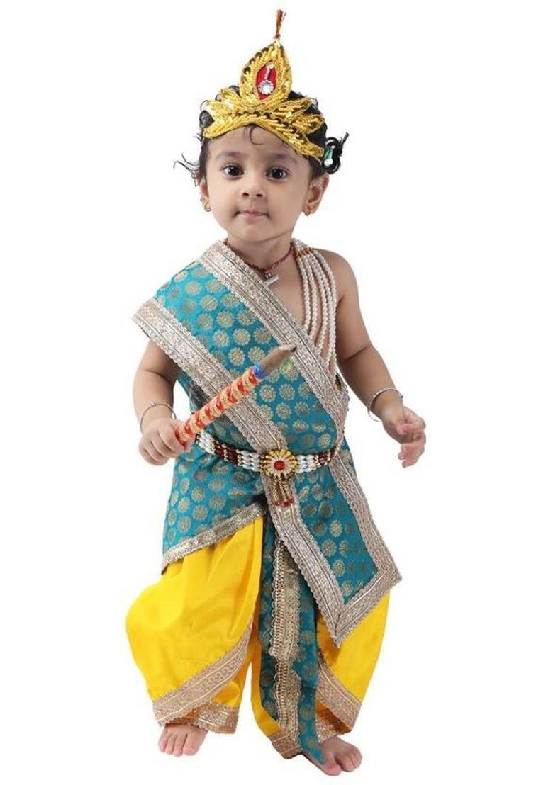 Design My Dress Bharat Traditional Dress Set for Kids - Krishna Theme Outfit Janamasthami Occasion Kids Costume Wear - Indya