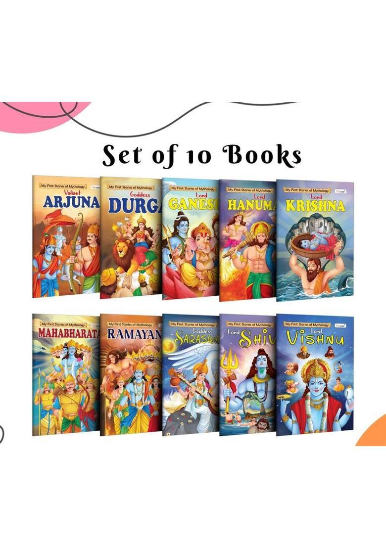 My First Mythology Story Book :- Arjun, Durga, Ganesha, Hanuman And More - Early Learning Mythology Storybooks, Spiritual Bedtime Stories For Kids | Pack Of 10 Books  (Paperback, GOWOO) - Indya