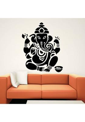 Decor Villa 58 cm Decor villa Shri ganesh ji Wall decal & sticker Black Color Large size - 58*66 Cm Self Adhesive Sticker  (Pack of 1)