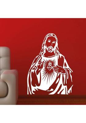Decor Villa 58 cm Decor villa Love U Jesus Wall Decal & Sticker White Color Extra Large Size - 58*60 Cm Self Adhesive Sticker  (Pack of 1)